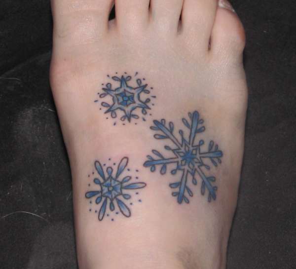 Snowflakes on my foot. tattoo