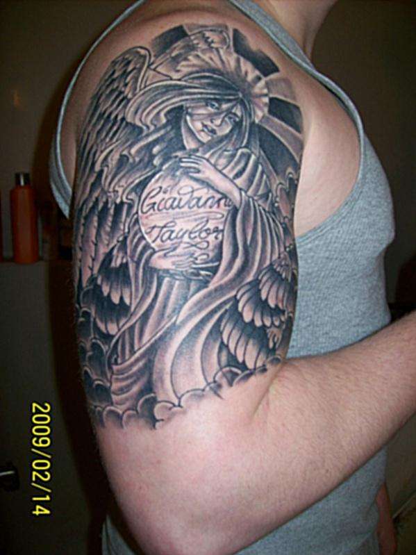 guardian angel to watch over my 2 sisters giavanna and taylor tattoo