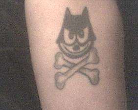 felix the cat and cross bones tattoo