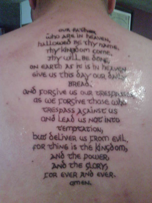 The Lords Prayer tattoo
