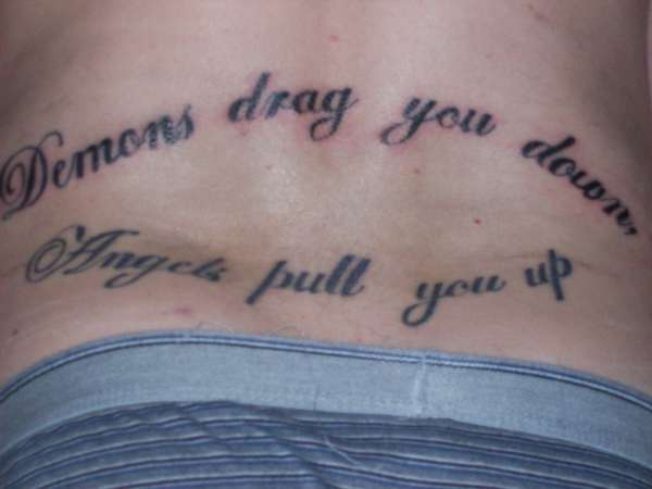 demons drag you down, angels pull you up tattoo