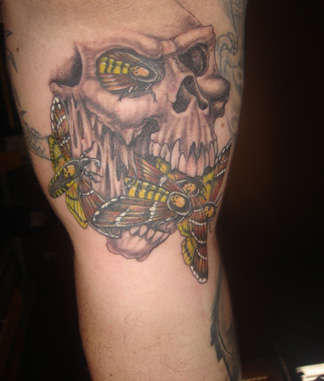 Skull and Moths tattoo