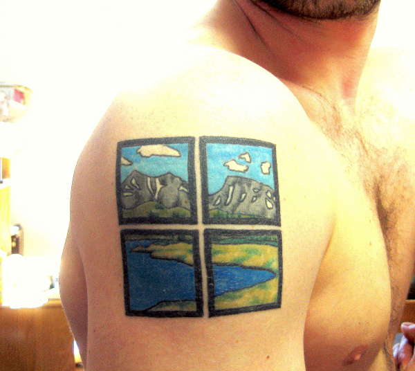 Window to Wyoming landscape tattoo