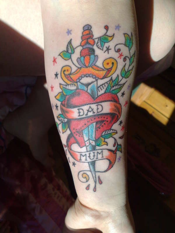 Sailor Jerry Style Mum & Dad Tattoo tattoo