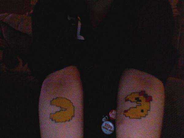 8 Bit Mr. And Mrs. Pacman tattoo