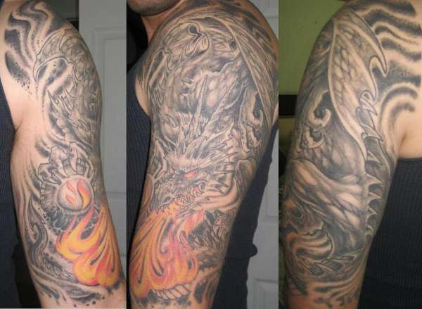 Dragon/Maltese Cross tattoo