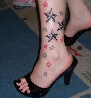 nautical & coloured stars tattoo
