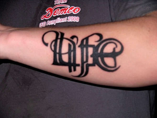 LIFE & DEATH Ambigram tattoo