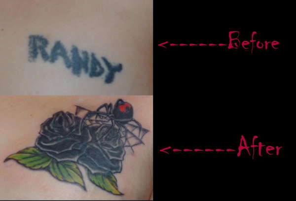 Black Widow and roses tattoo