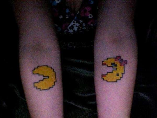 Mr and Mrs Pacman tattoo