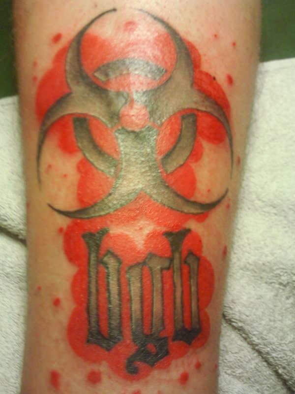 attention!!biohazard tattoo