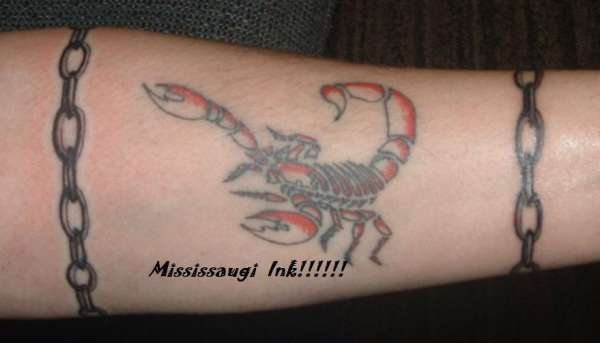 scorpion with chains tattoo