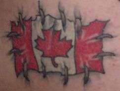 close-up of flag tattoo