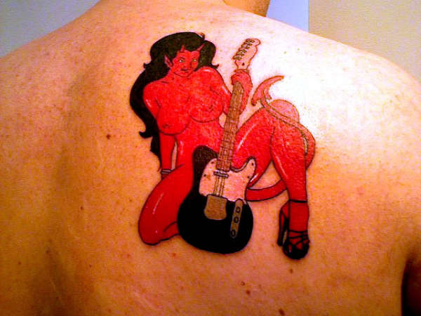 Devilgirl with Telecaster tattoo