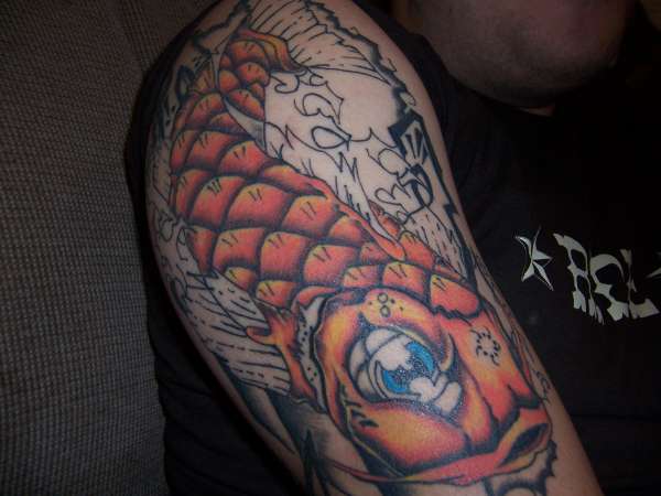 new school koi 1/2 color tattoo