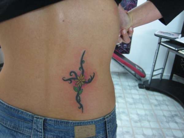 Tribal Cross w/ Daisy Flower tattoo