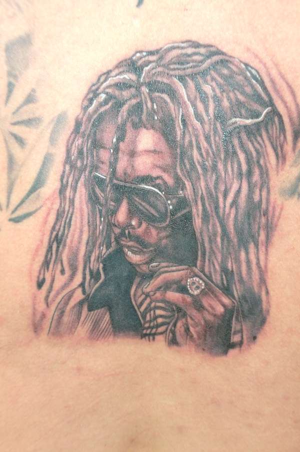 Peter Tosh Portrait - middle back tattoo