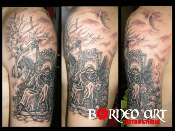 skull tattoo by reynold@borneoarttattoostudio.com tattoo