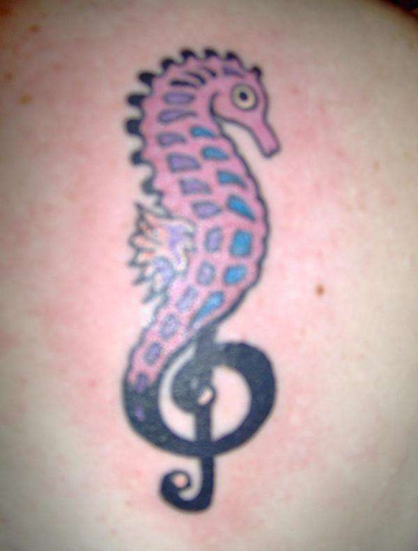 Musical Seahorse tattoo