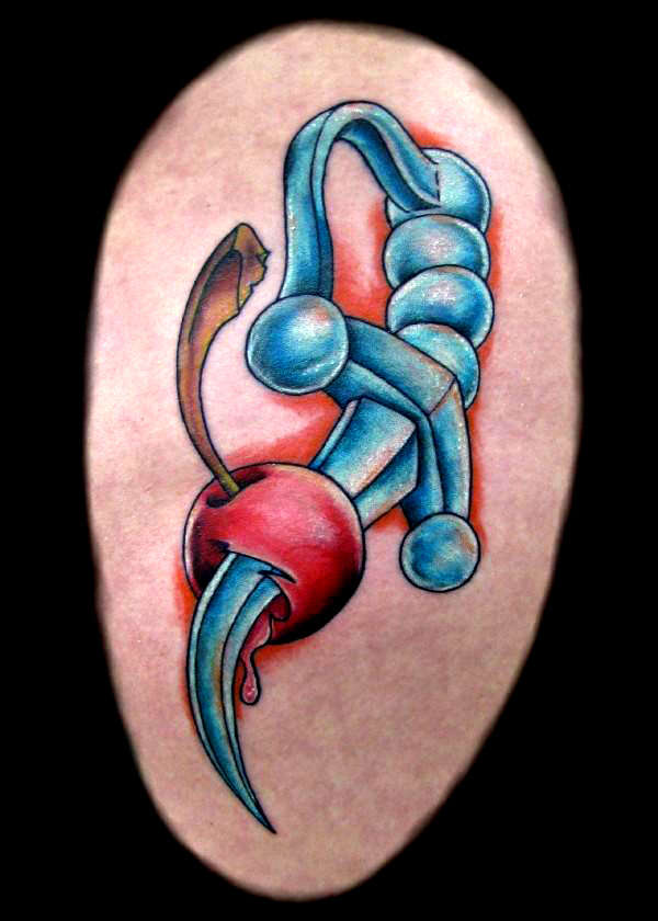 cocktail sword and cherry tattoo