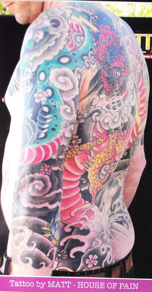 japanese back arm tattoo