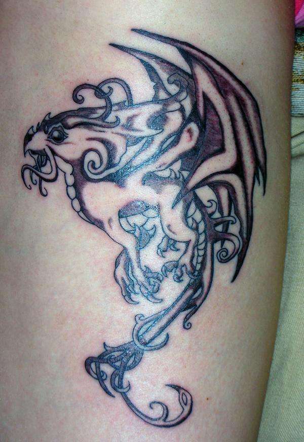 Better pic of Dragonish Creature tattoo