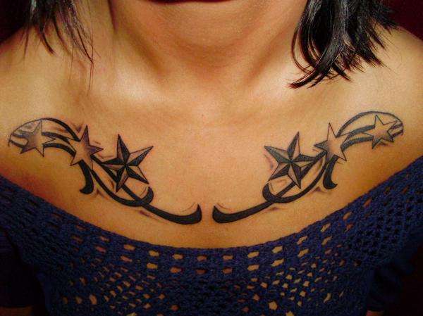 Line Art and Stars tattoo