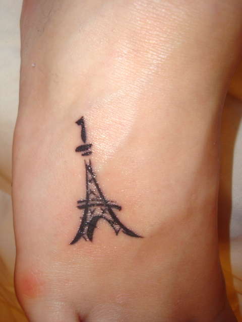 eiffel tower tattoo foot