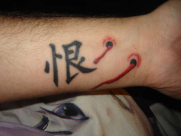 my Chinese hate symbol with a vampire bite tattoo