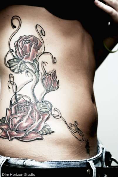 Side Rose Vine tattoo