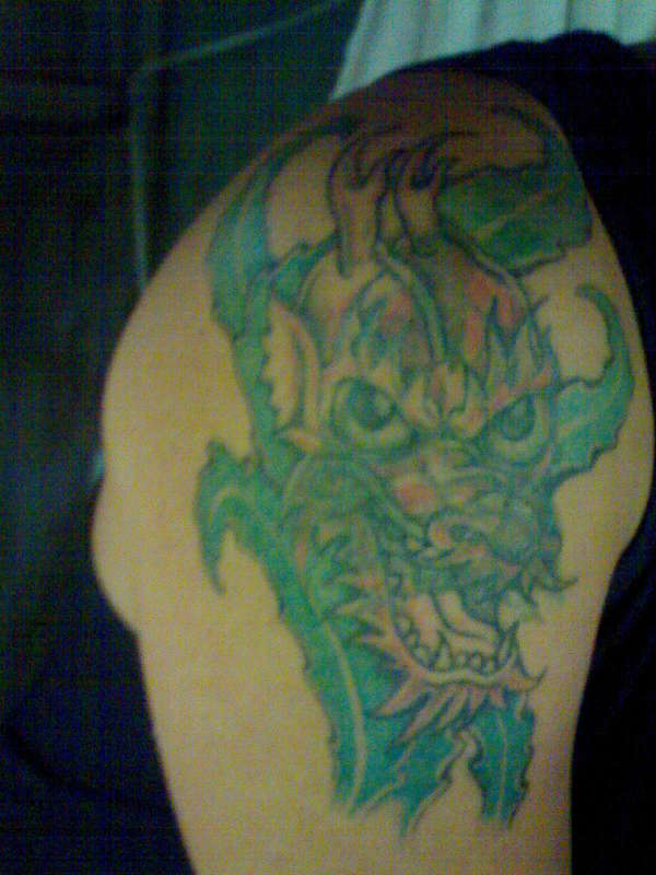 My New Dragon head tattoo w/ leaves-cover-up tattoo