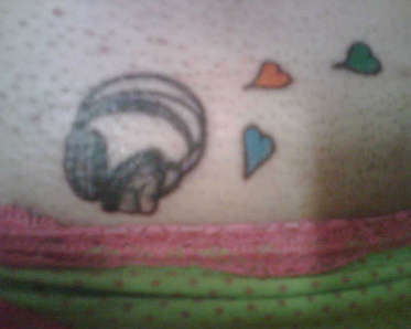 headphones with 3 hearts. tattoo