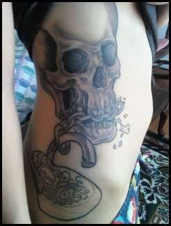 skull and heart lock tattoo