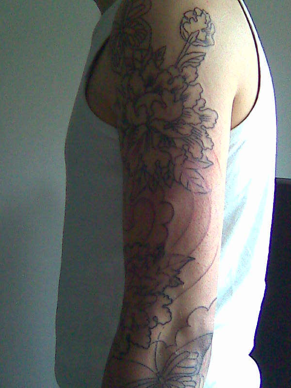 3/4 sleeve 1st session tattoo