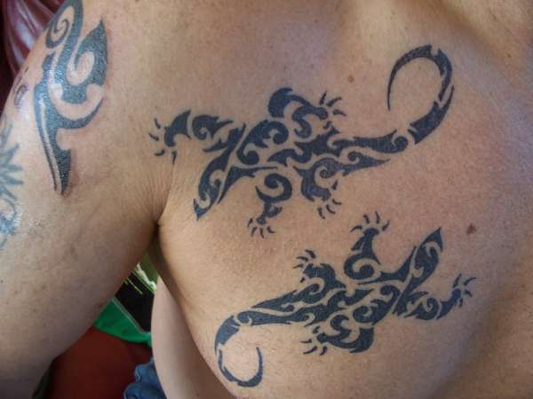 tribal lizards tattoo