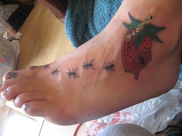 Foot Tattoo Ants / Strawberry tattoo