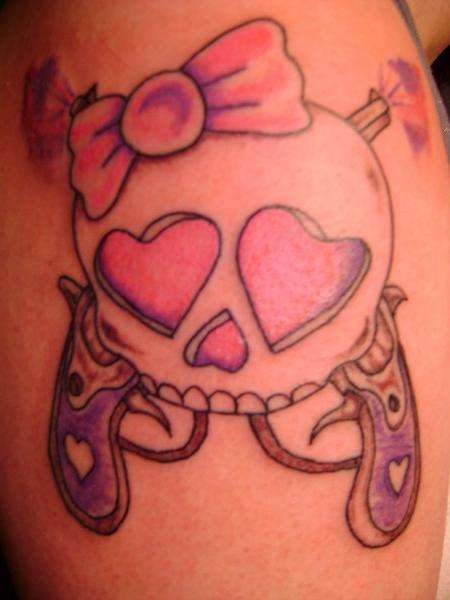skull with guns tattoo