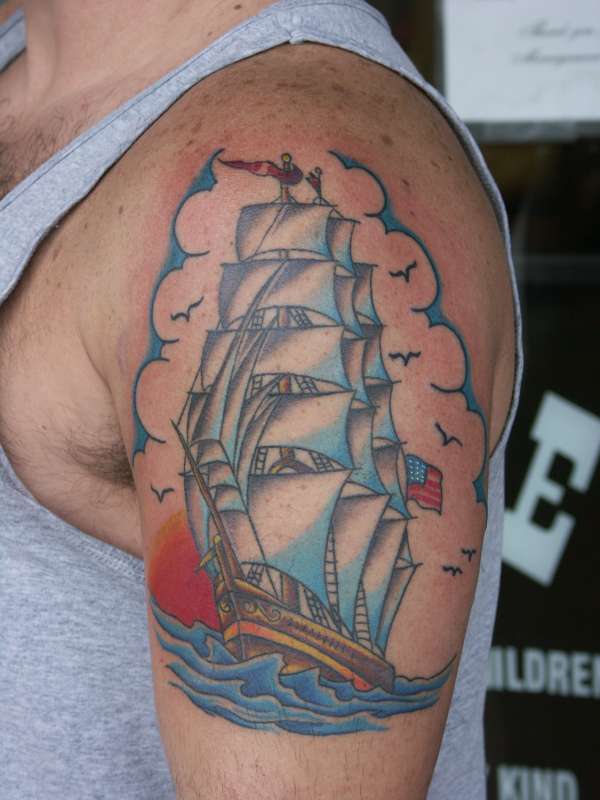 sailor jerry ship tattoo design