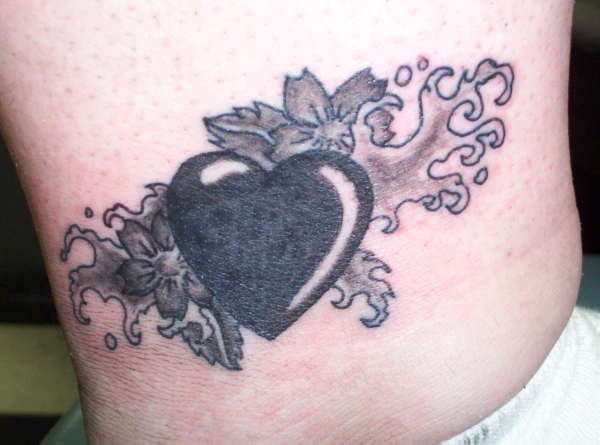 Black Heart With Flowers Tattoo Best Flower Site