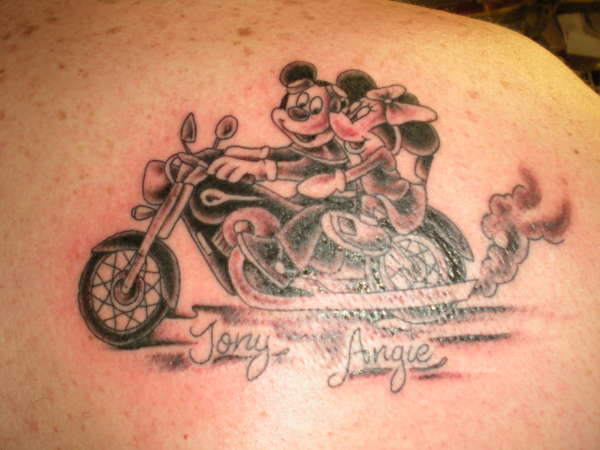 Biker Mickey and the Love of His Life tattoo