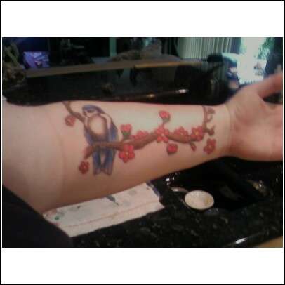 Blue Bird on Branch tattoo