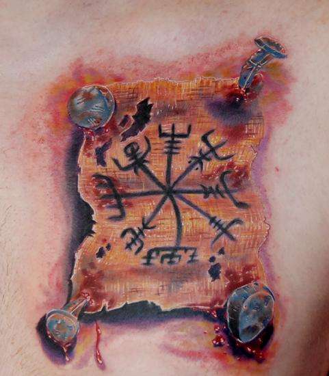 Vegvisir on Parchment. tattoo