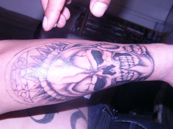 aztec skull tattoo