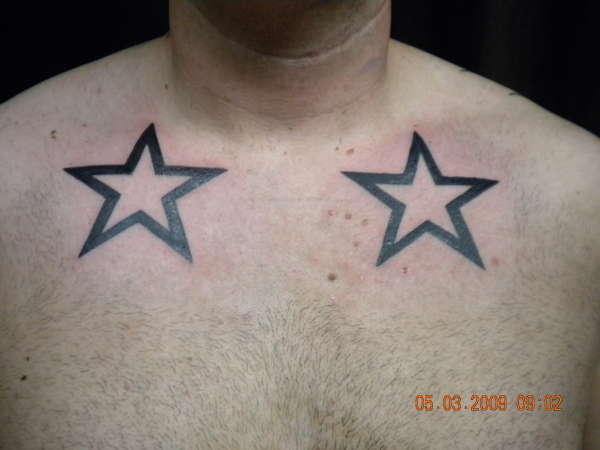 2 stars thick outline tattoo