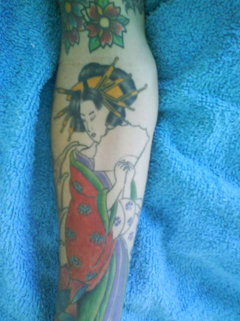 Giesha in progress tattoo