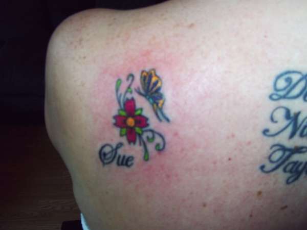 Butterfly and flower tattoo