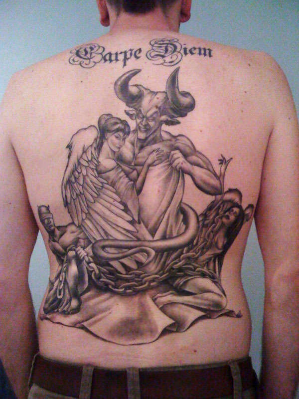 Angel and demon tattoo