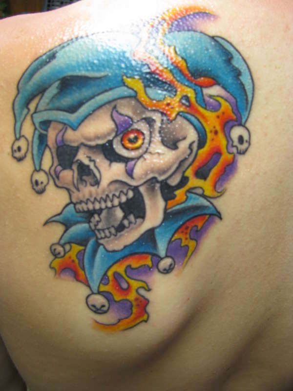 Jester Skull tattoo.