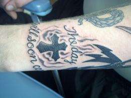 free hand cross tattoo