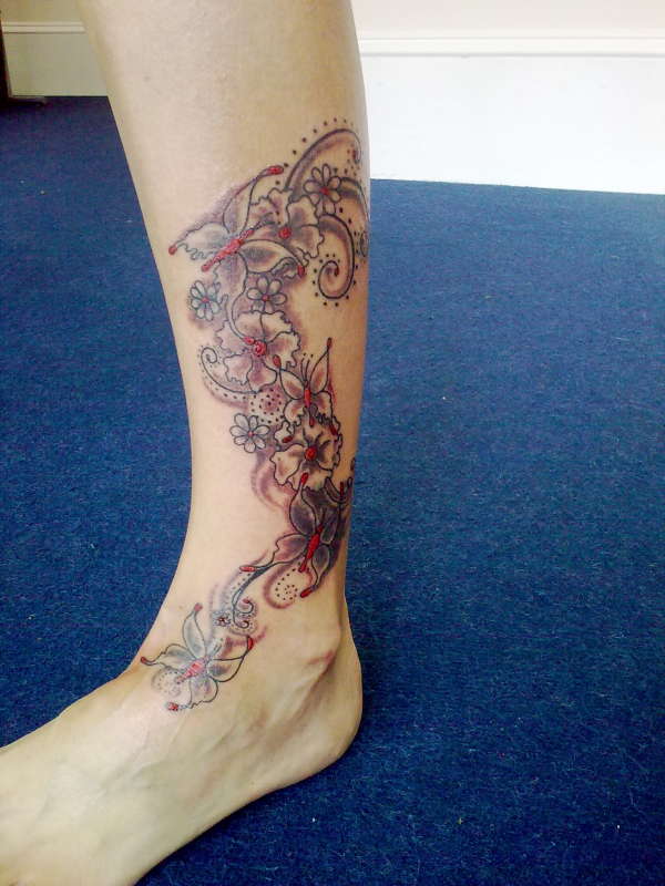 butterflies and flowers tattoo